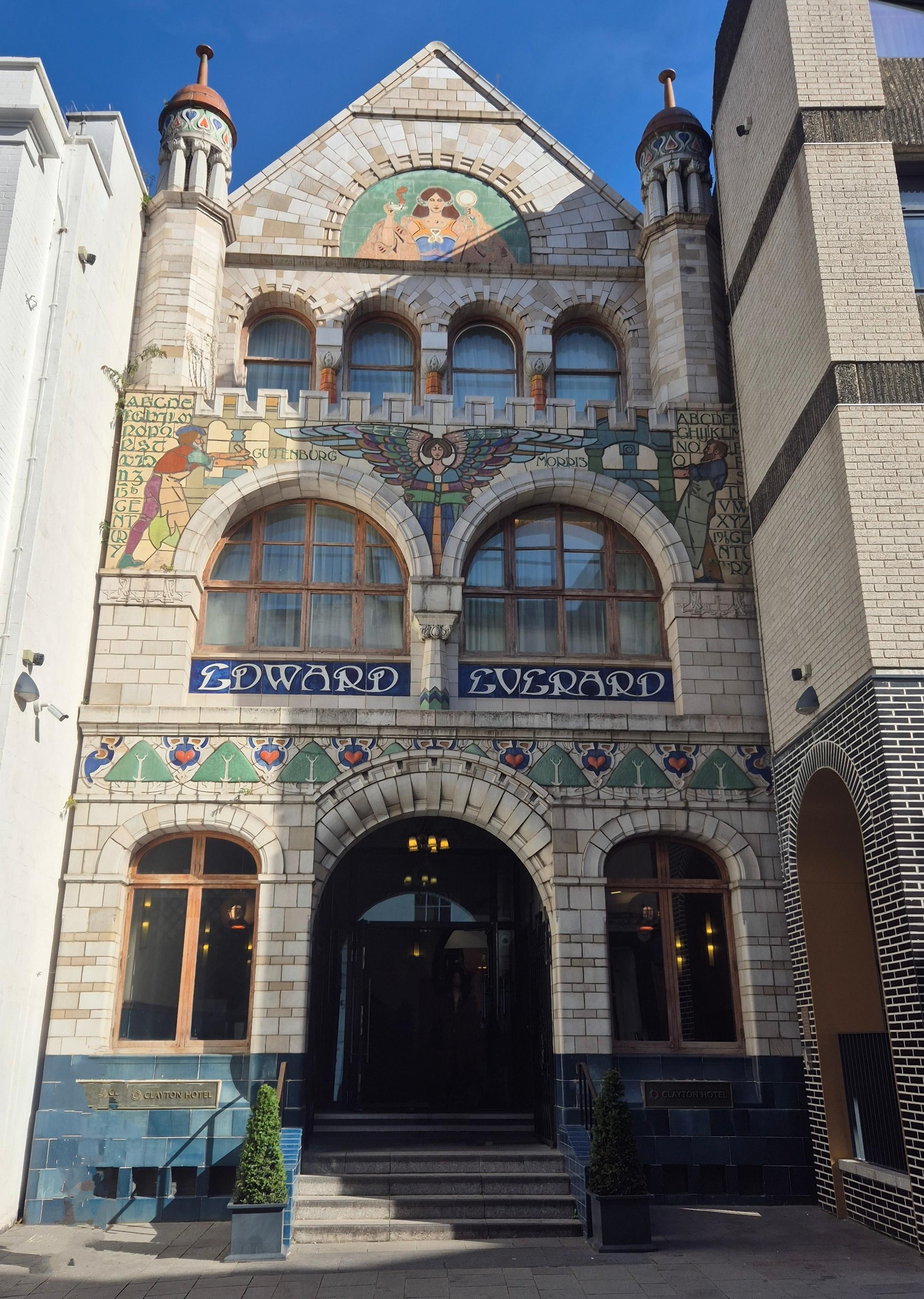 The facade of the original printing business where the hotel is located.