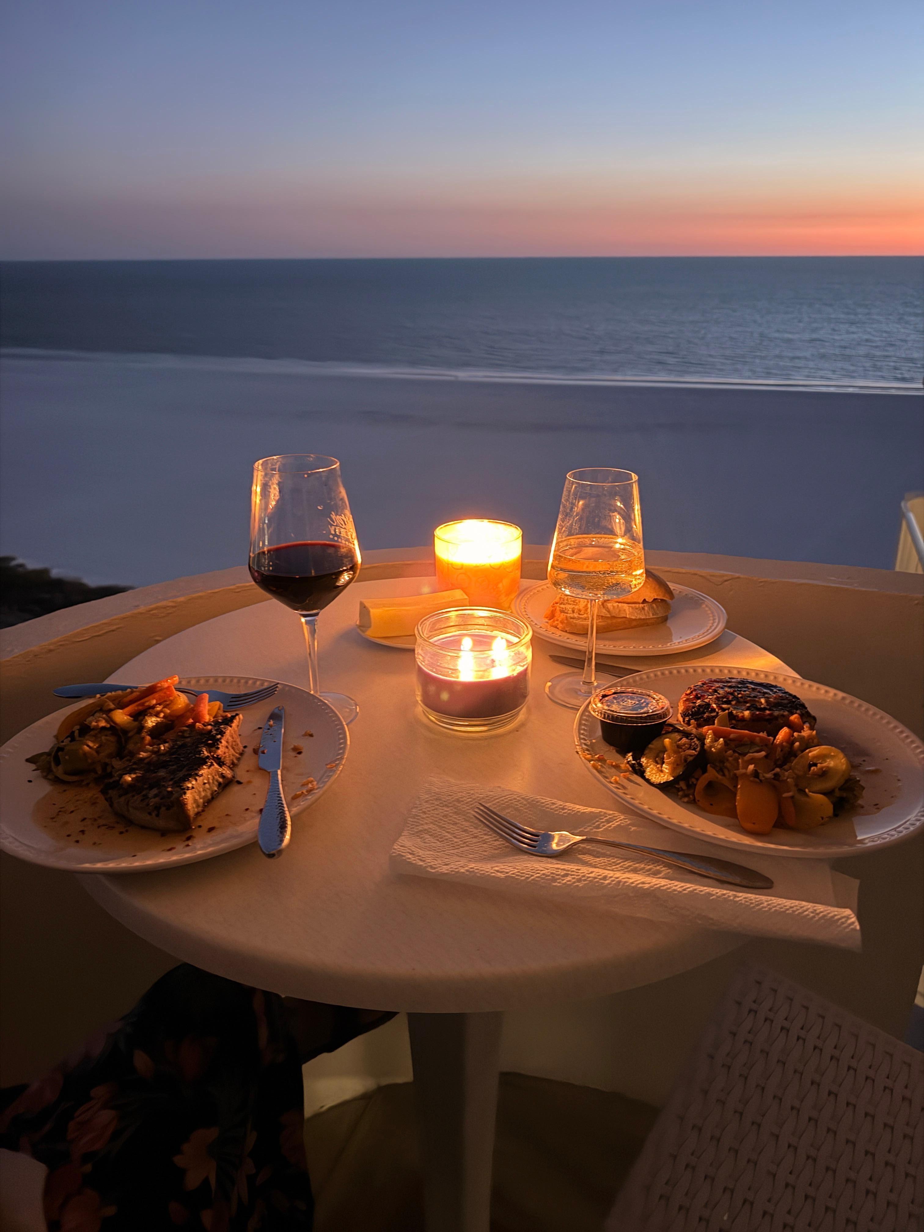 Dinner on the balcony.