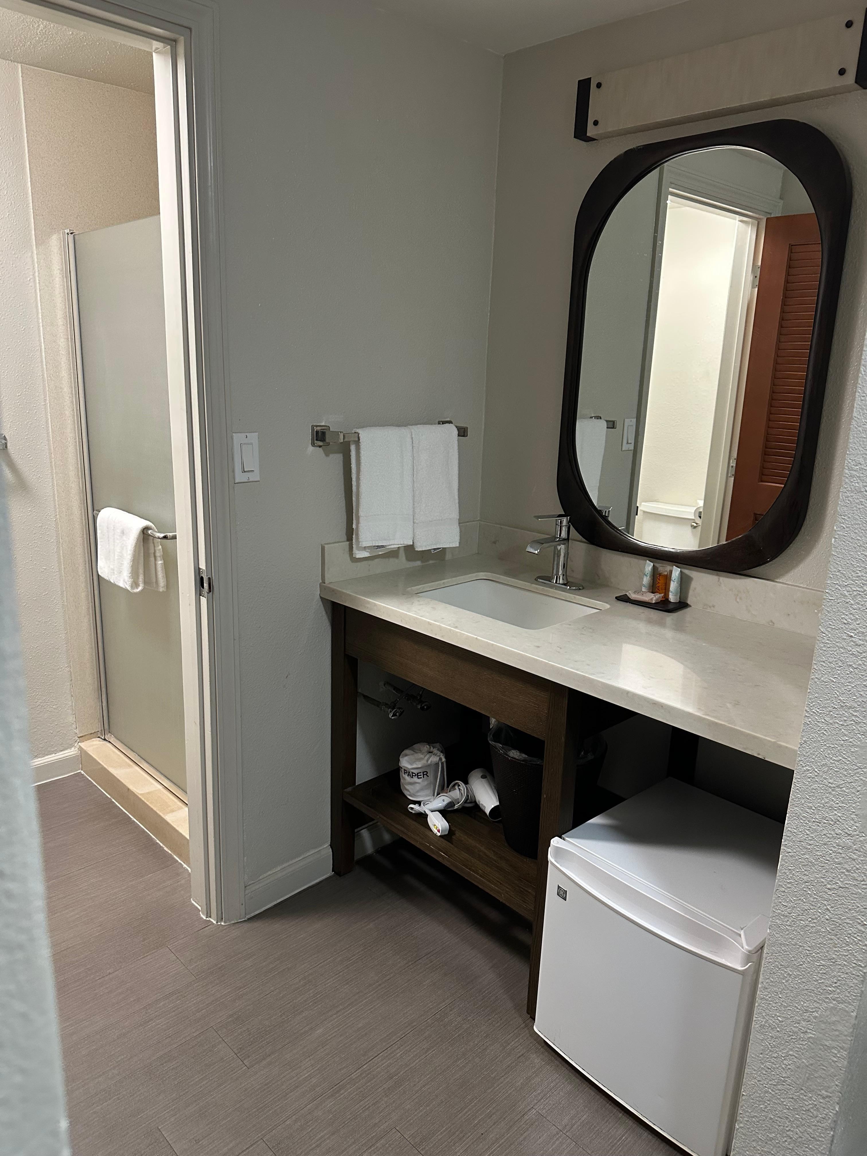 Very dated not clean bathrooms. Very different than what is posted on website 