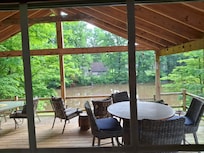 View of back deck from living room.