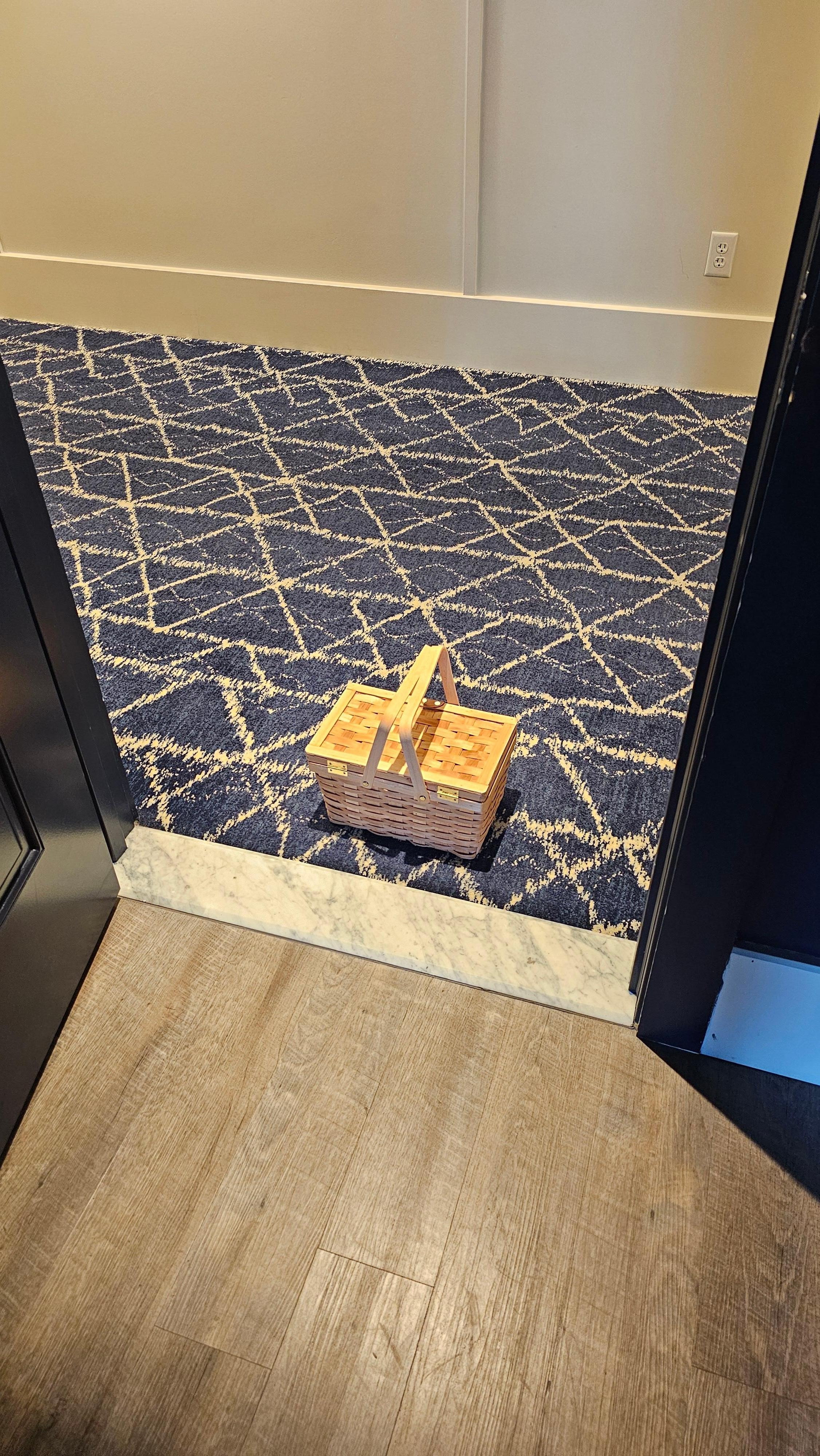 Breakfast delivered to our room in a cute picnic basket. 