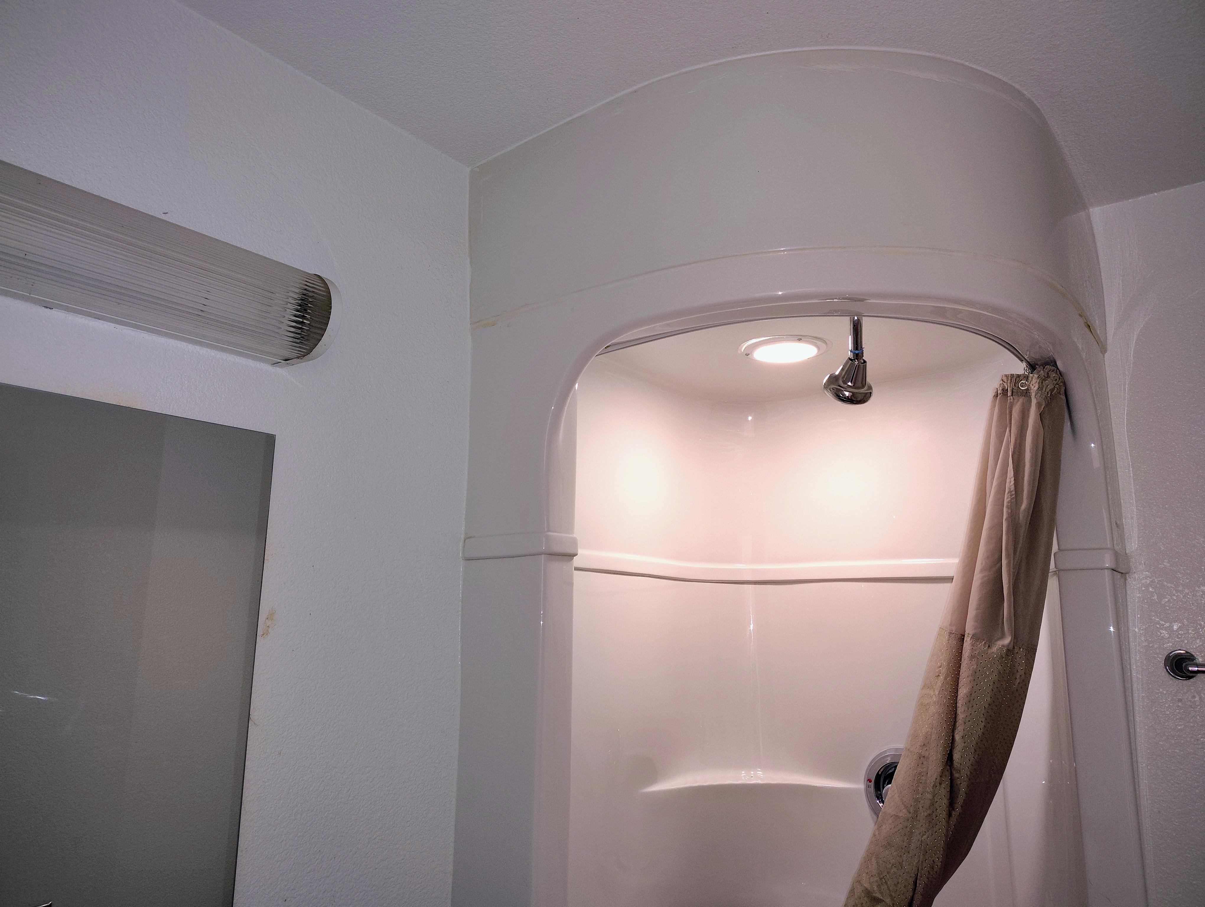 Only working late was the light inside the shower