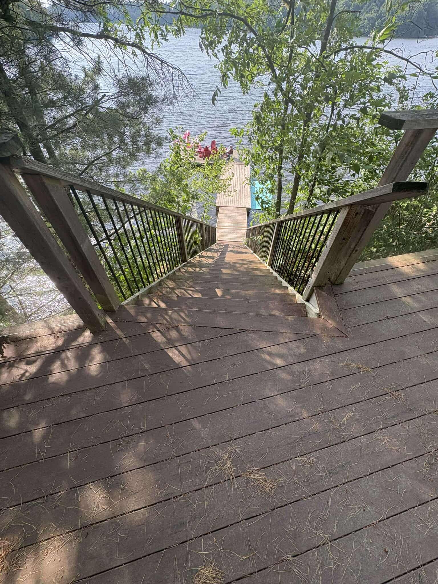 Dock stairs at middle level, looking down