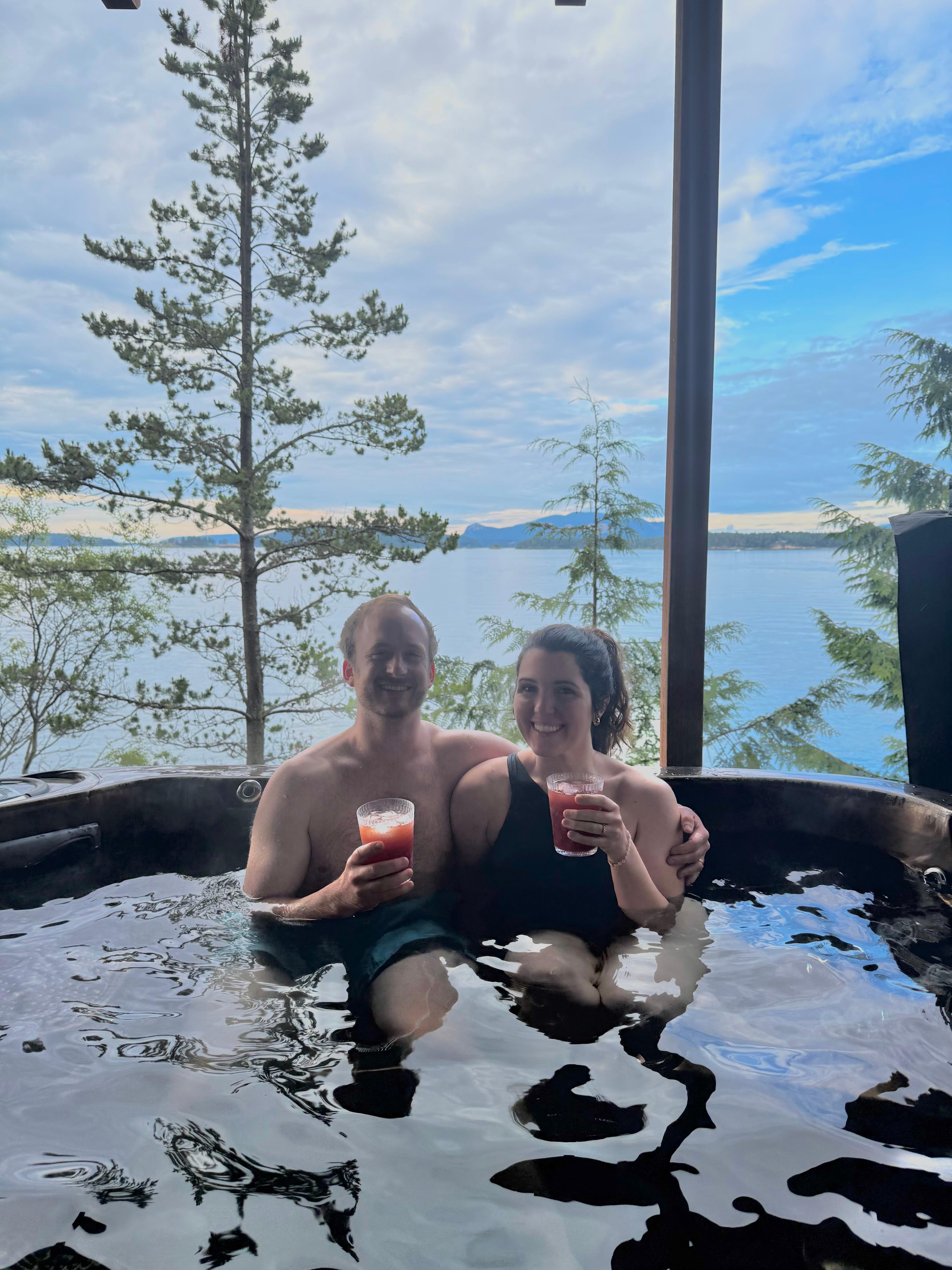 The hot tub easily fit 6 people.