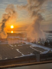 Sunrise over the falls from our room.