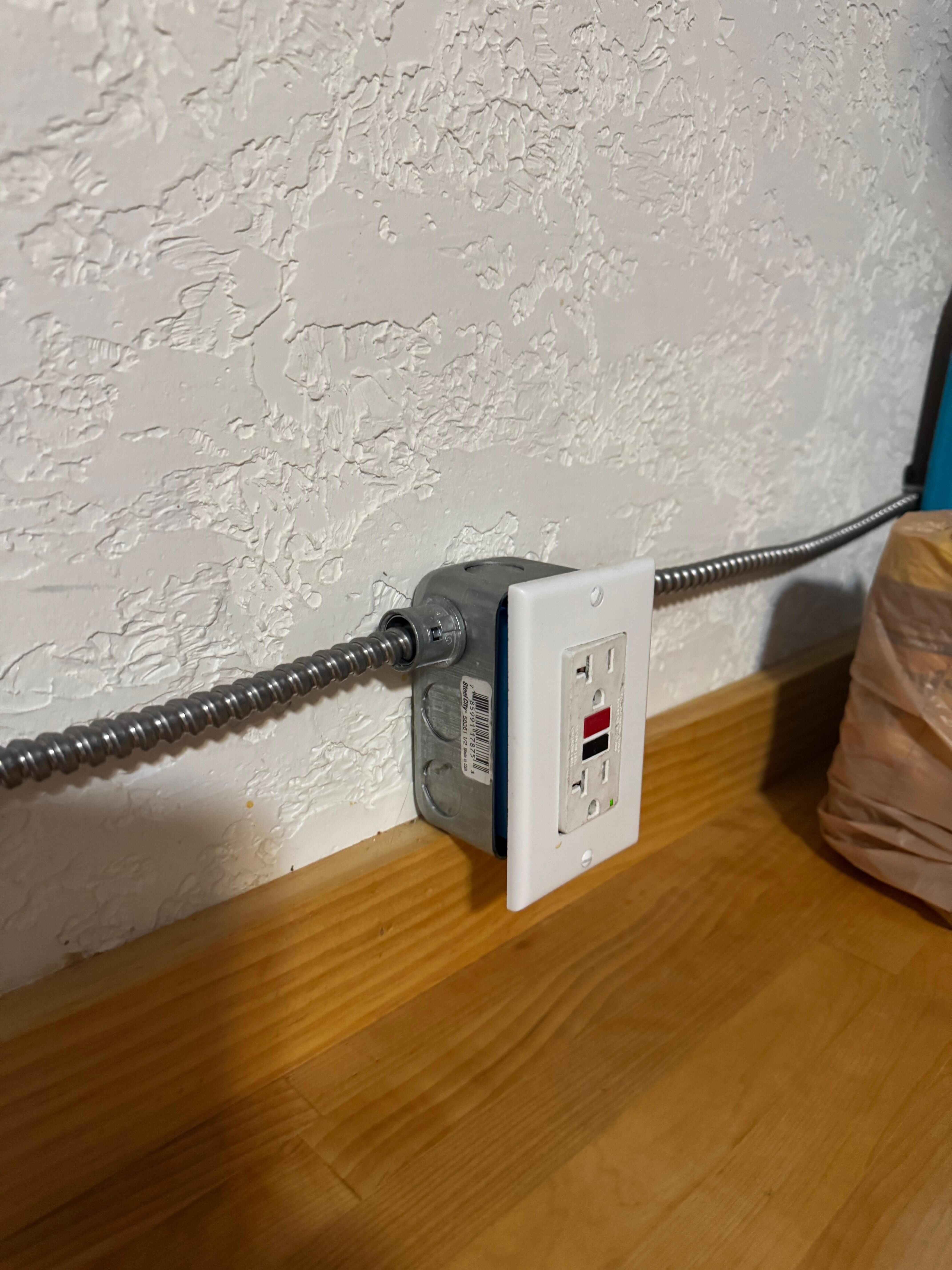 Unsafe exposed electrical box