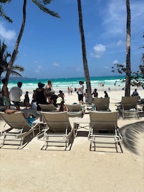 Beach view from the restaurant