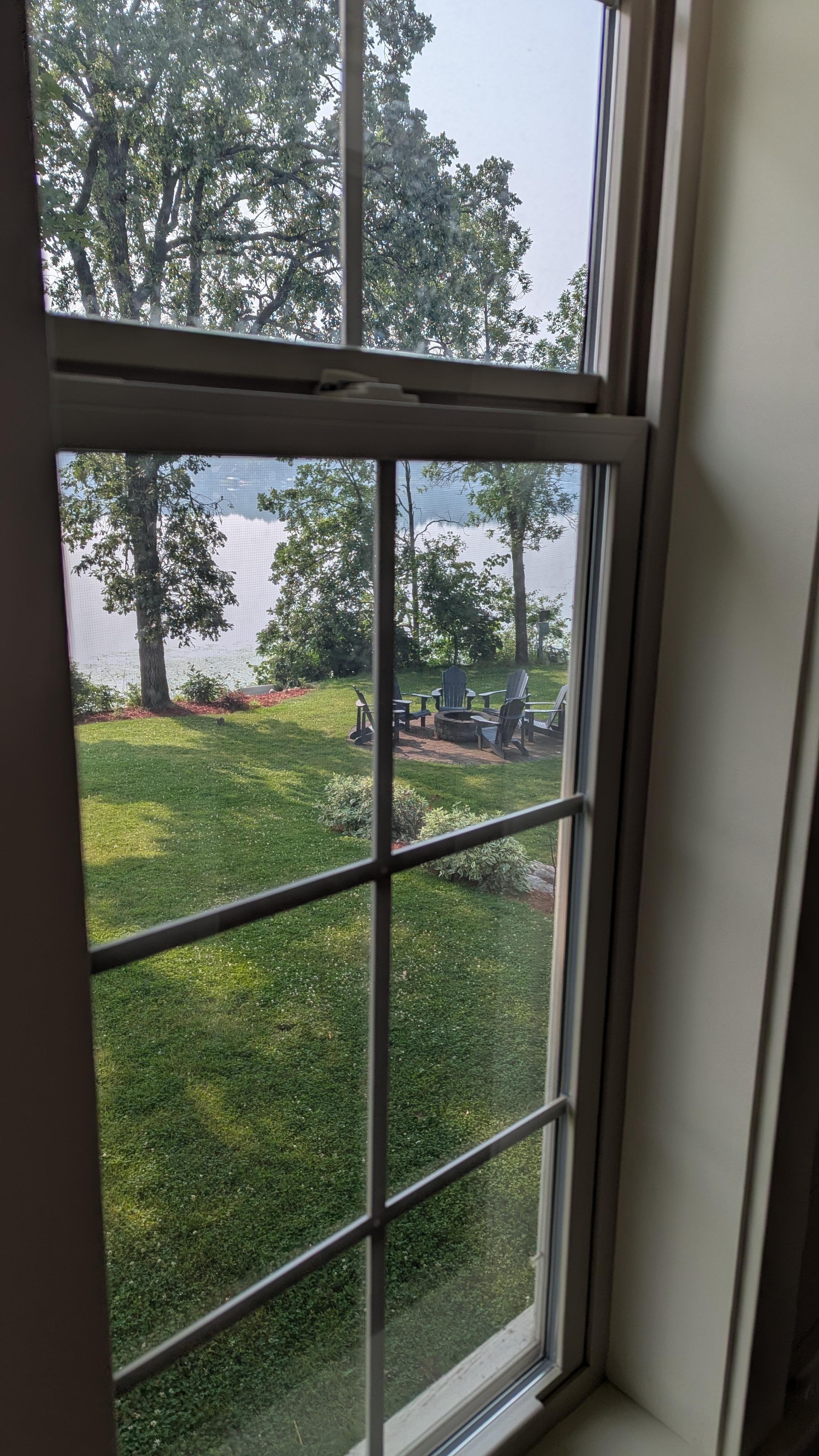 View towards Munson Lake with firepit