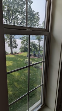 View towards Munson Lake with firepit