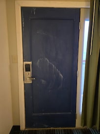 The door in our room was gross. It also didn't have a latch to lock it at night.