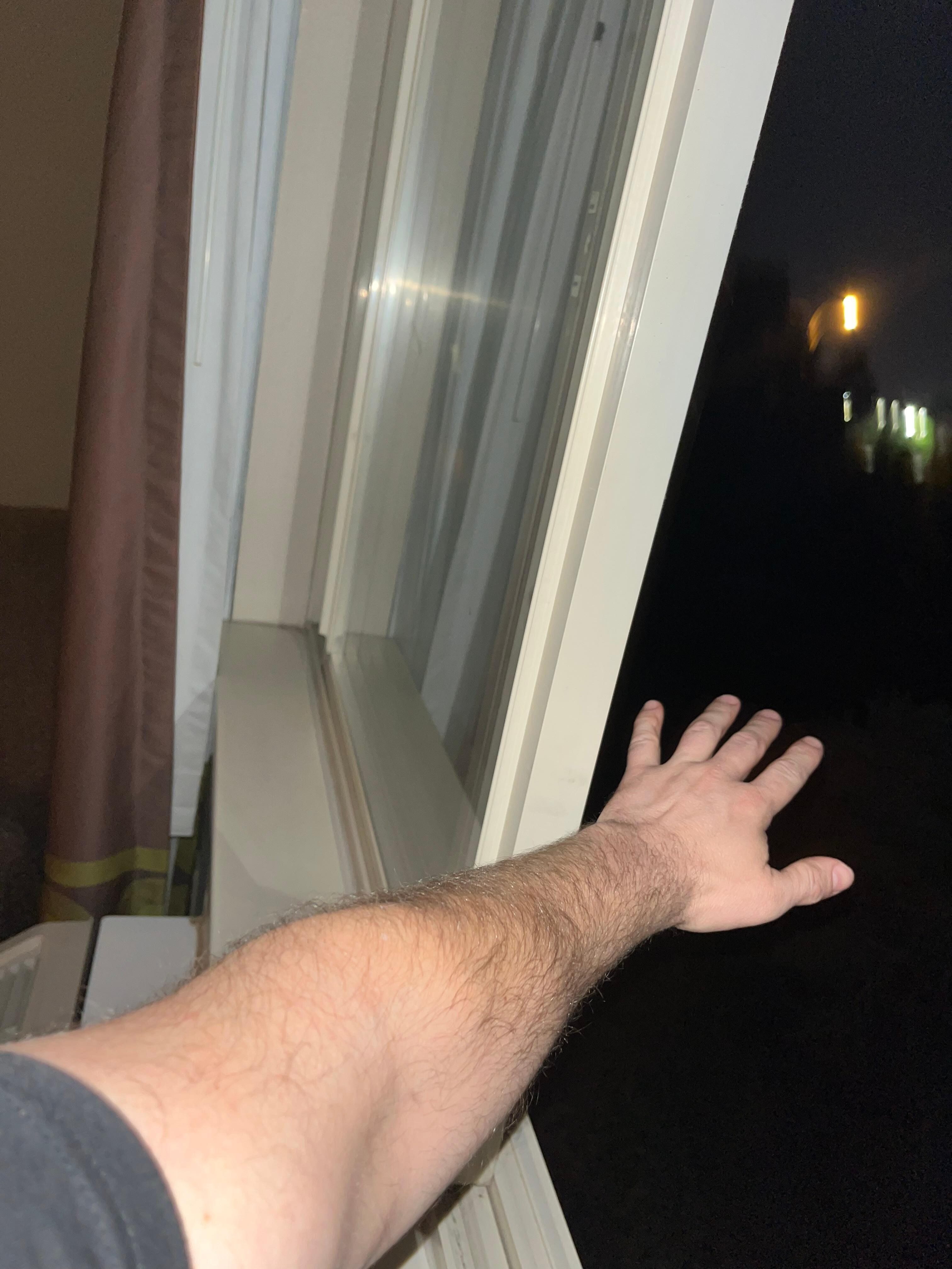 The screen less window on the top floor we had to keep open since the ac was broken