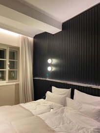 Bedroom had desk & chair, fridge, easy comfy chair
Blackout drapes, open windows if needed