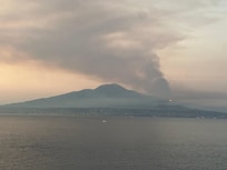 Mount Vesuvius with wild fire at the time