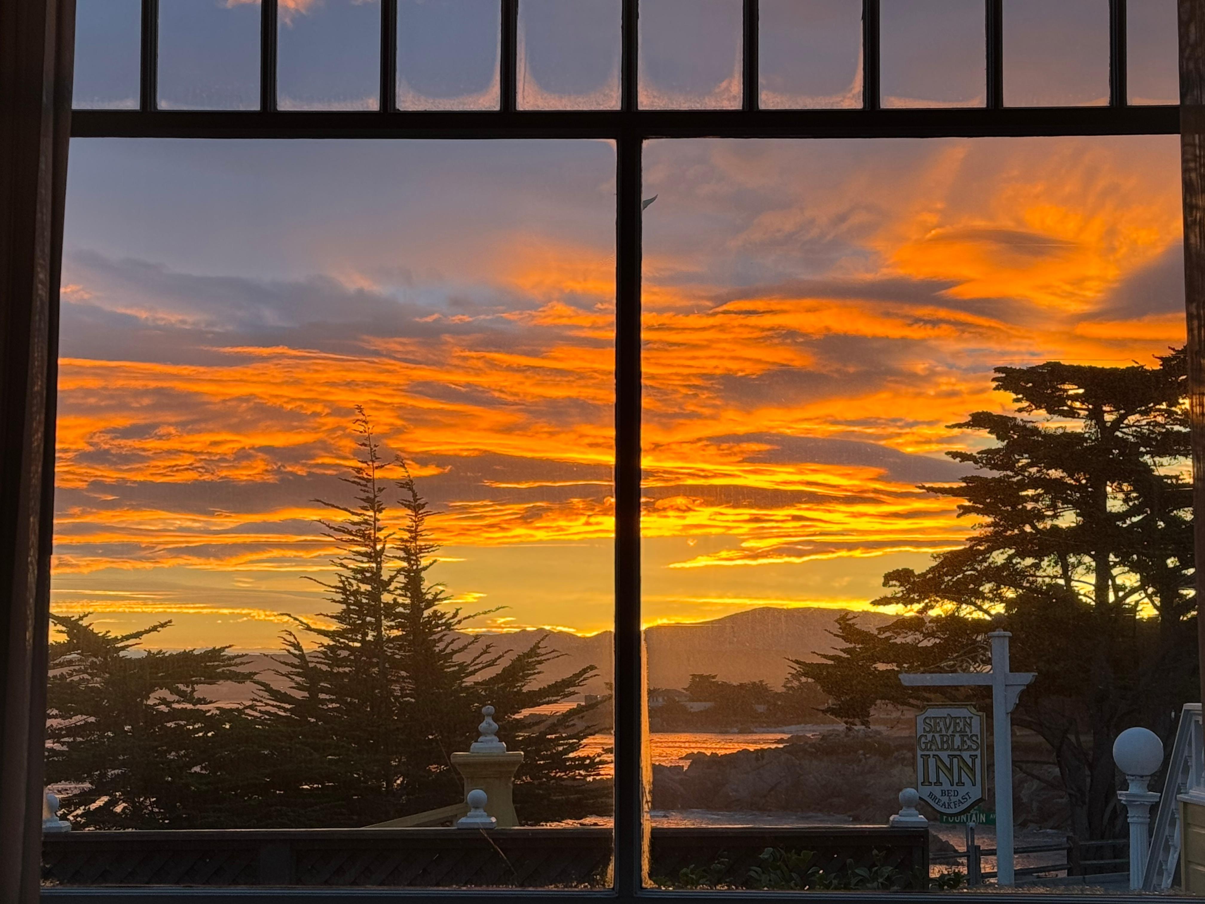 Sunrise while laying in bed in the China Point room.