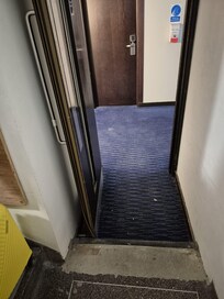 Amother corridor with a large step didnt see this i had my suitcase and no warning signs! Unsafe