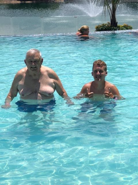 Birthday boy in the pool