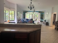 View from the kitchen to the backyard.