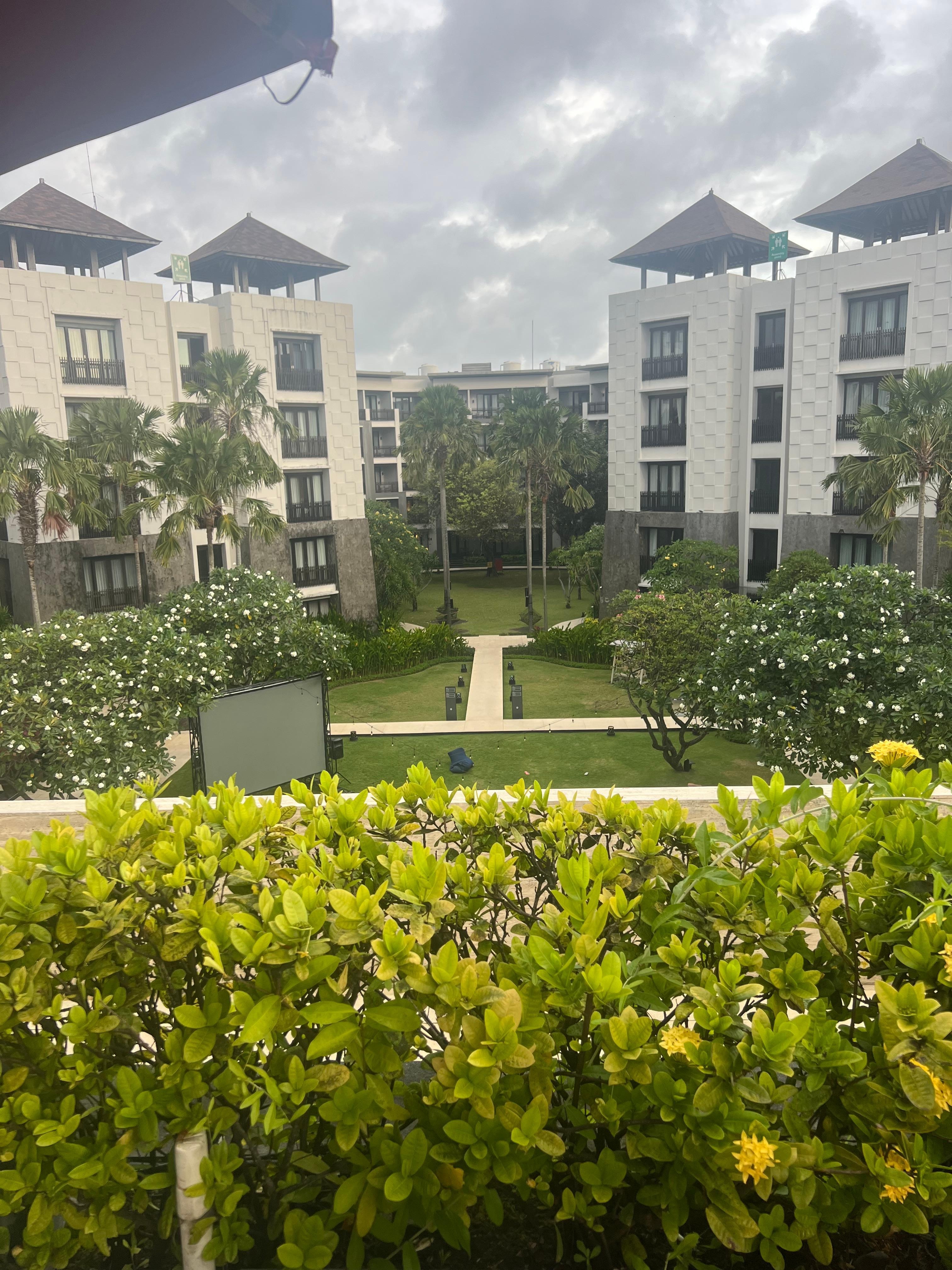 Looking back down from rooftop pool