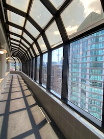 Walkway to rooftop patio
