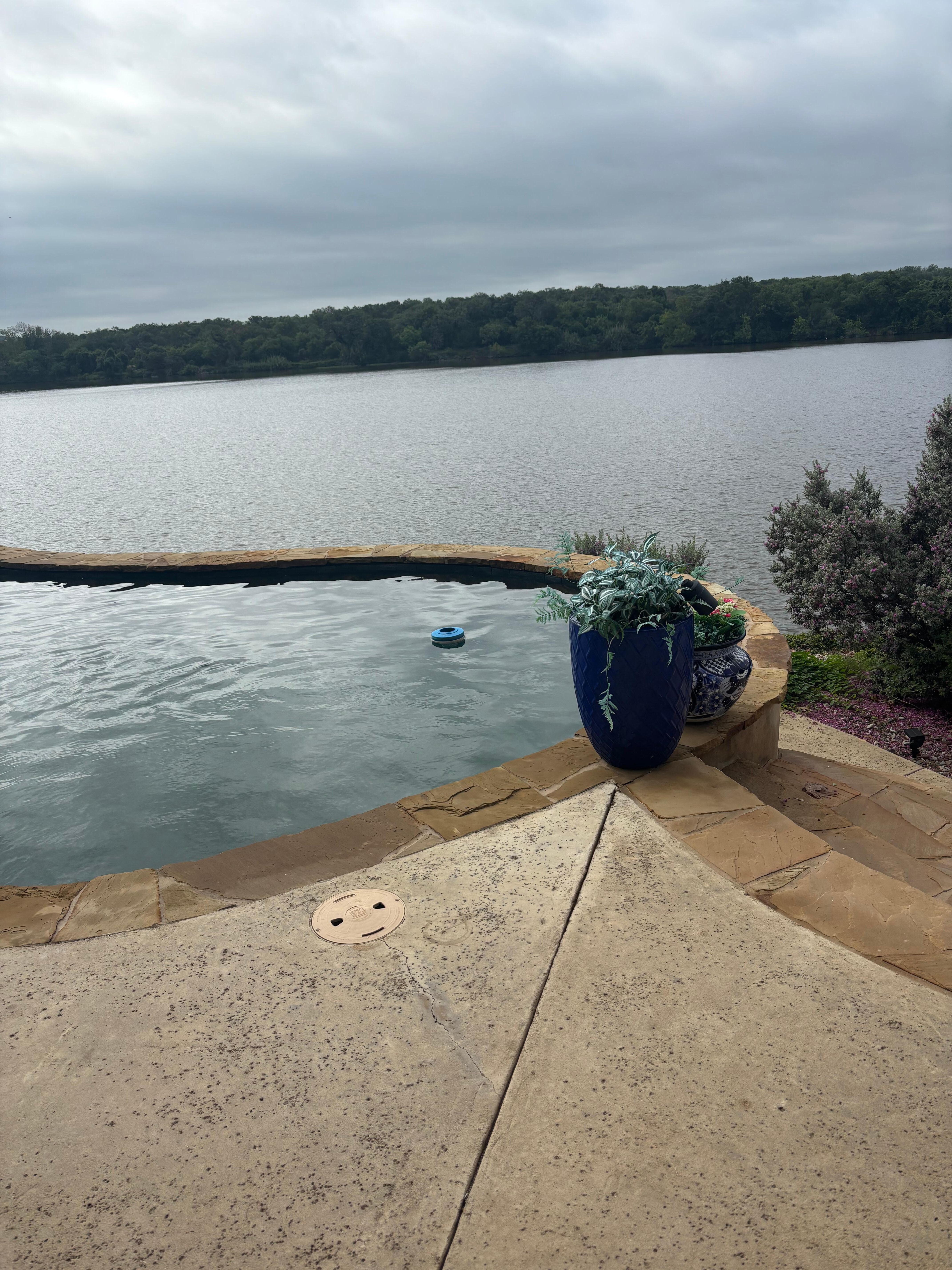 Looking out over the lake from the covered porch.