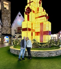 My husband and I enjoying the beautiful Christmas decorations.