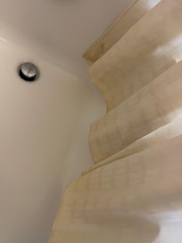 Stained shower curtain