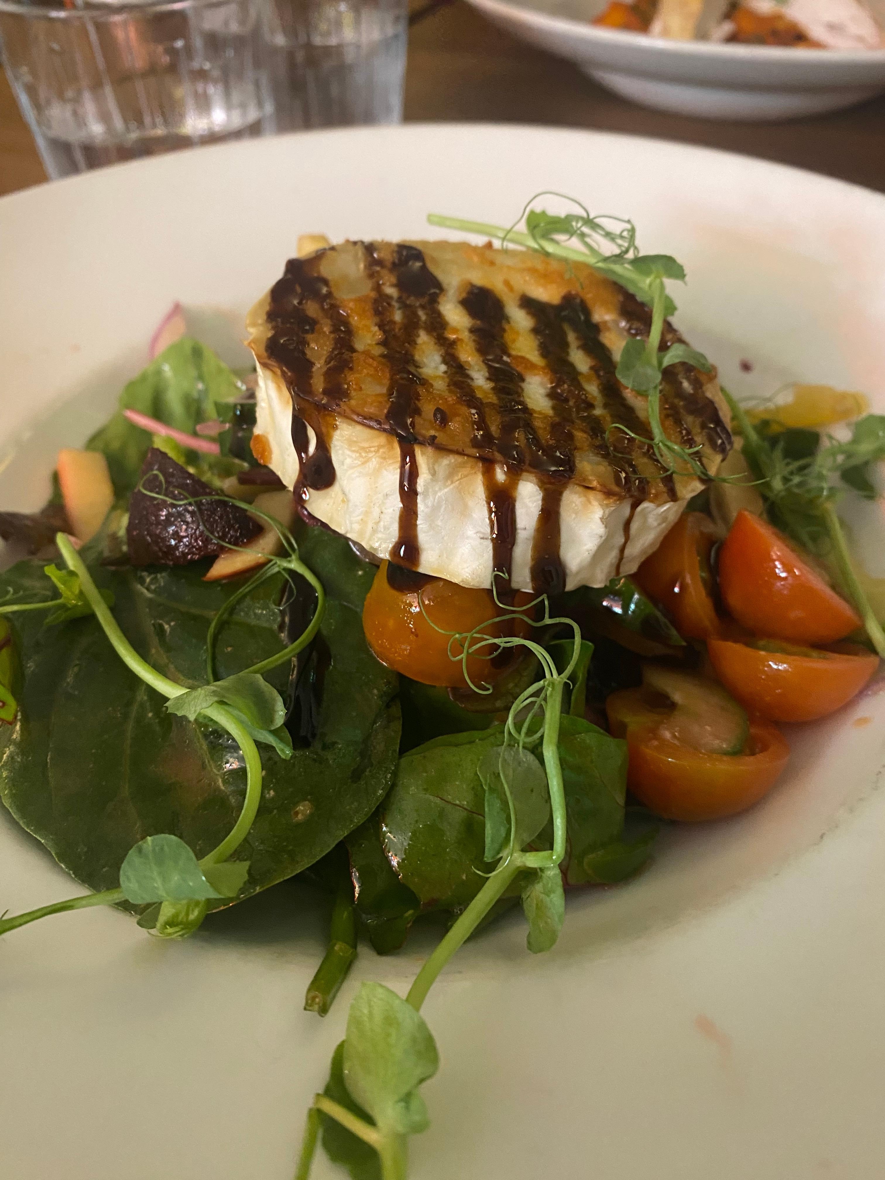 Delicious goat cheese salad on seasonal menu.
We re-ordered the following evening.