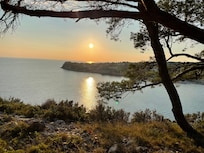 Blick von der Terrasse zum Sonnenuntergang