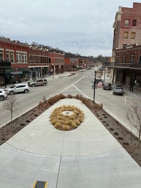 Looking out the kitchen window in our room down the street.