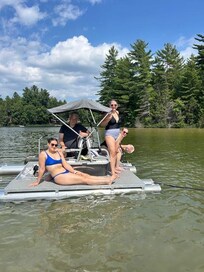 4 person peddle pontoon! Great transportation to sandbar volleyball!