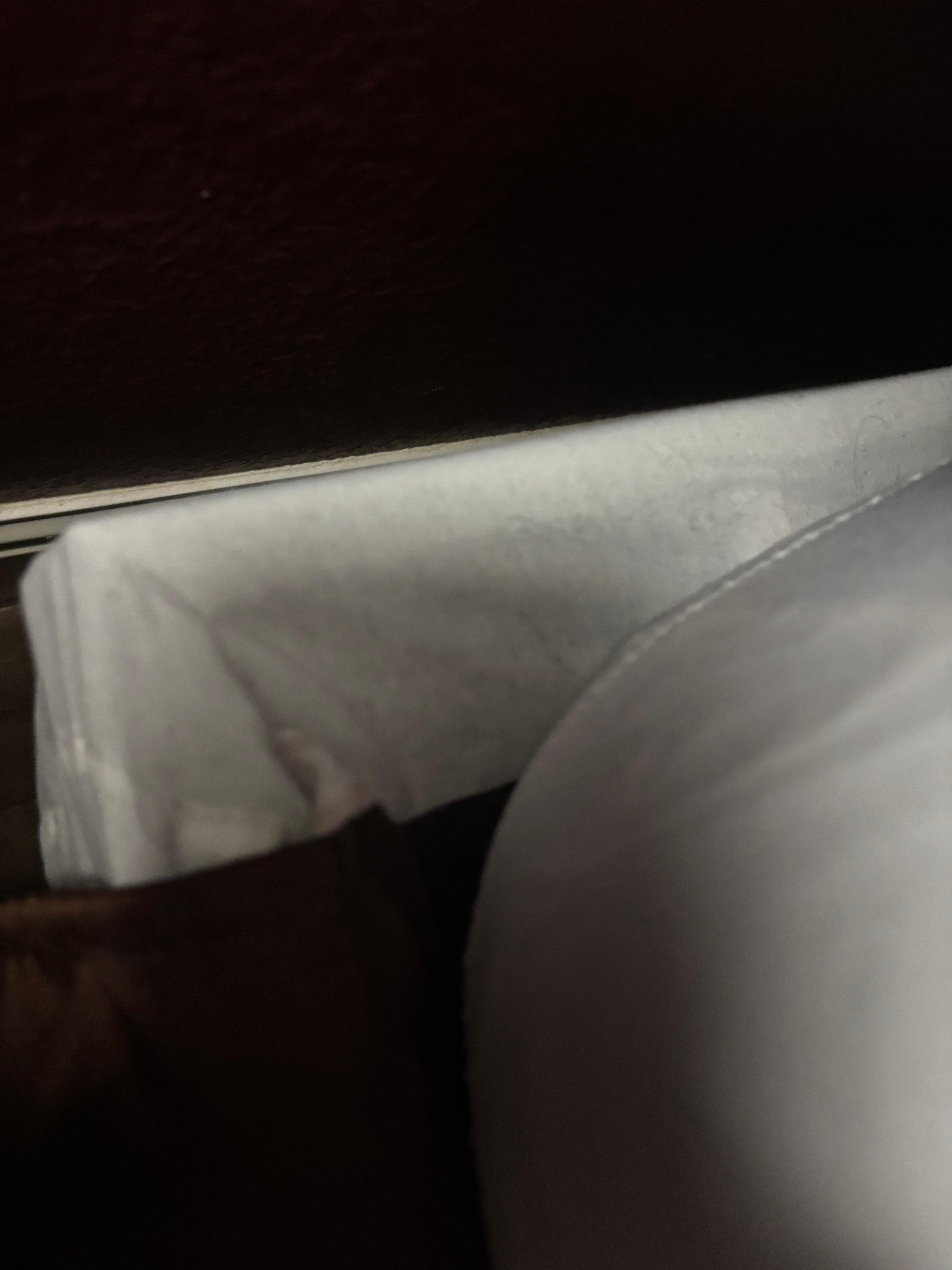 Filthy bed containing dead skin flakes and someone else’s hair