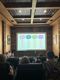 Bridal Jeopardy in the fabulous theater room!