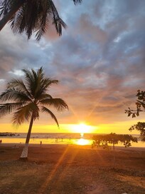 Beautiful sunset at the end of the Villas on the beach.
