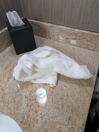 Dirty towel in room on arrival