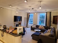 Lovely big sofa for chilling, great kitchen items, everything you could need.