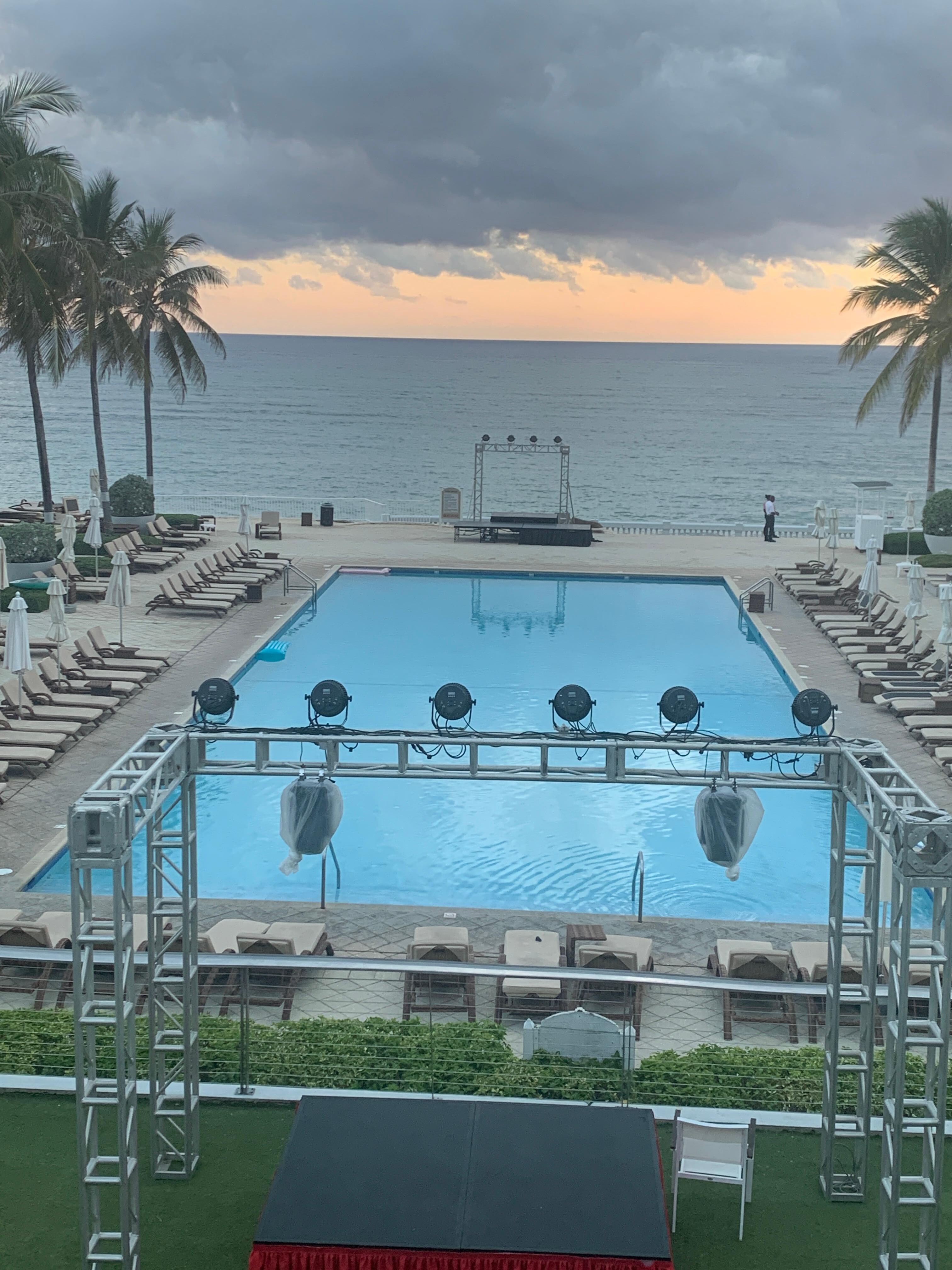 Morning view of the pool from the 2nd floor balcony.