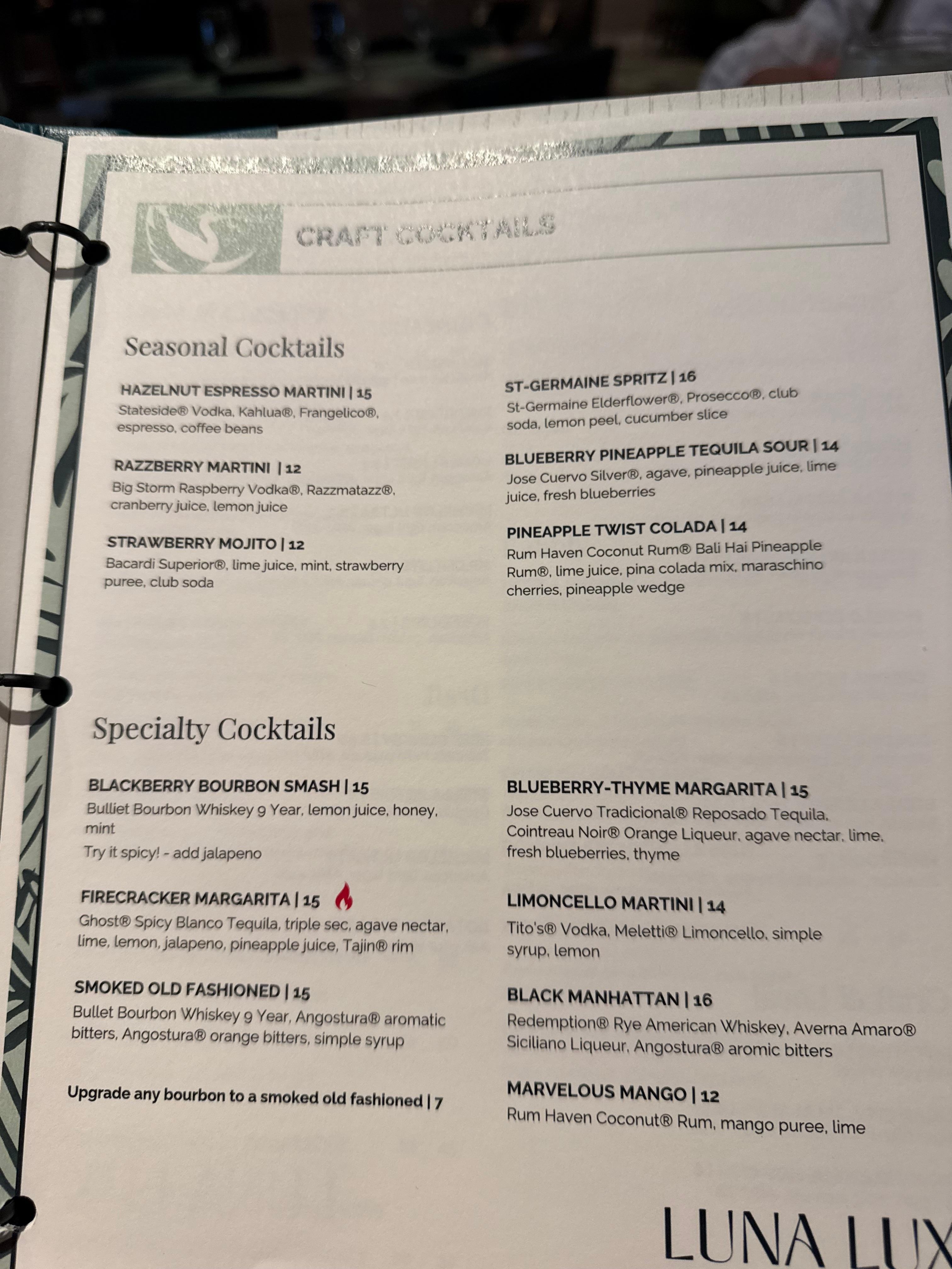 Luna Menu 