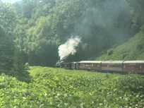 Mirrored snapshot of the train during our Nantahala Gorge excursion!