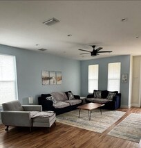 This was after we placed the dog blanket on the couches.