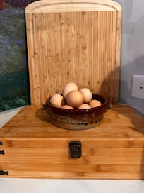 Fresh eggs provided by the hosts