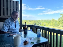 Relaxing on patio