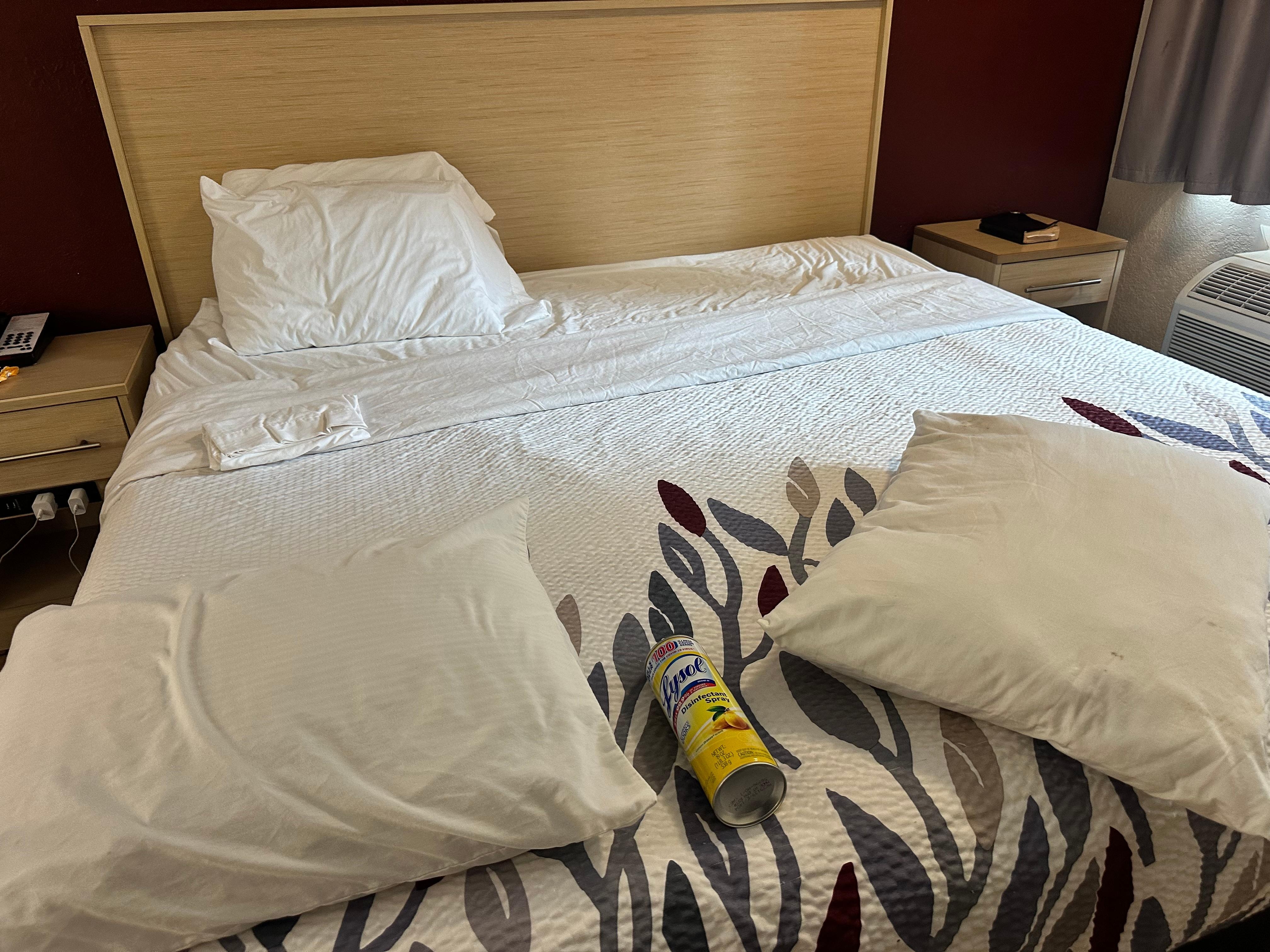 The bed had what looked like dry blood, so I washed the sheets myself.