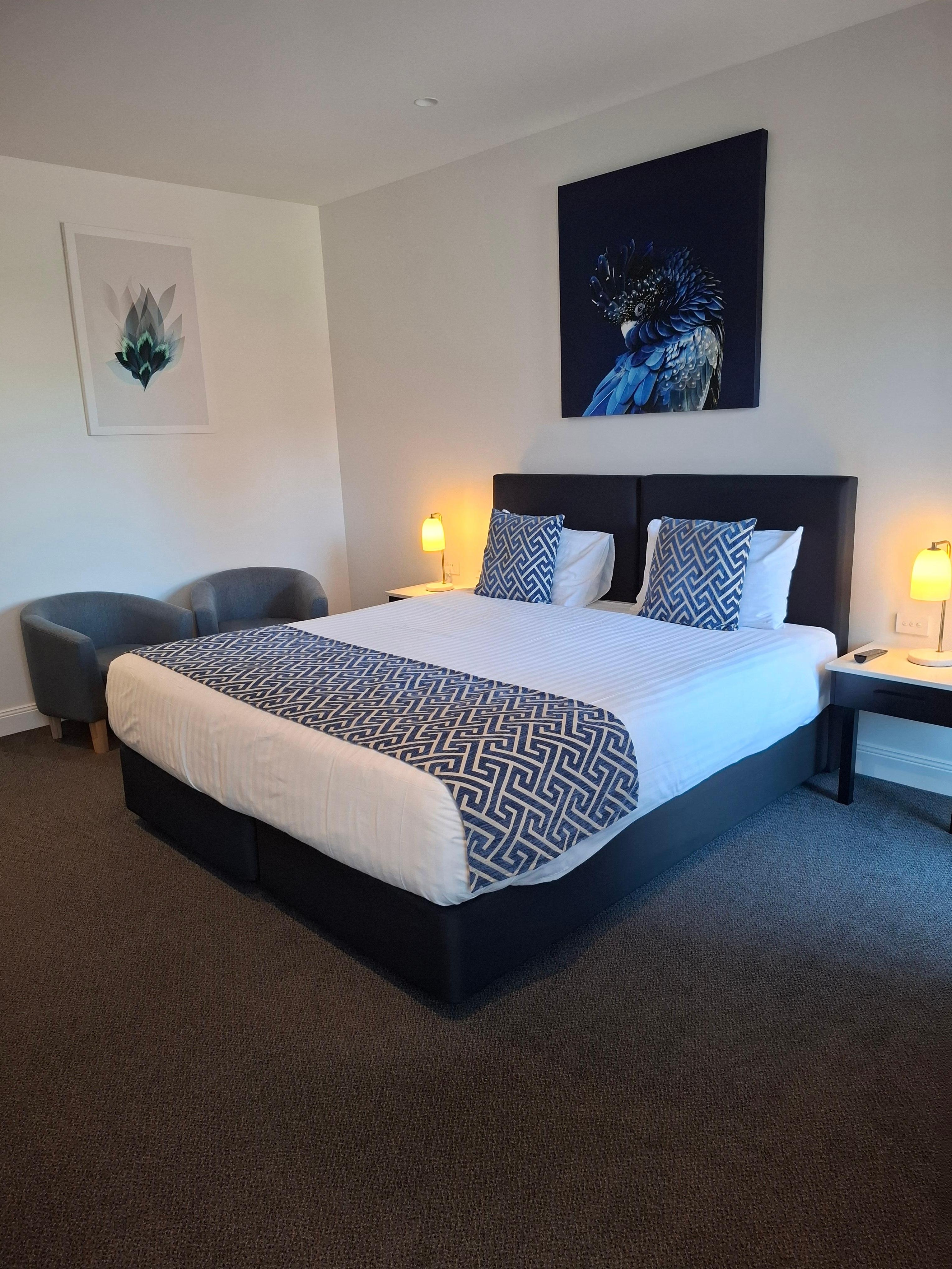 Large room with king size bed.