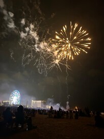 Walked onto the beach to watch the fireworks.