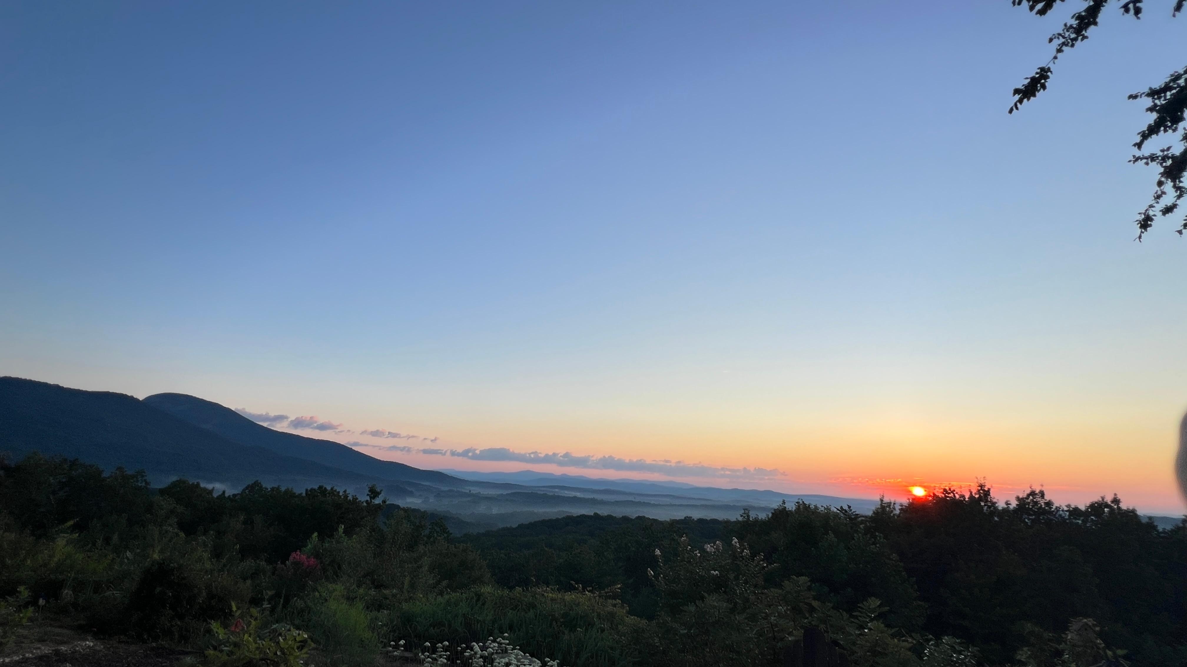 Sunrise from the ground floor patio. 
