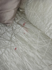 Nail polish on the bedspreads