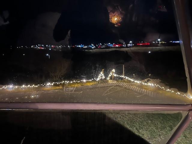 View from within the dome with additional lights blocking view.