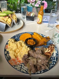 The breakfast pancakes taco at Micheal’s restaurant