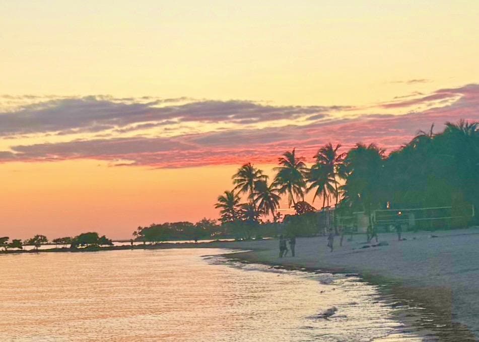 Sunsets at the beach across the street from the hotel