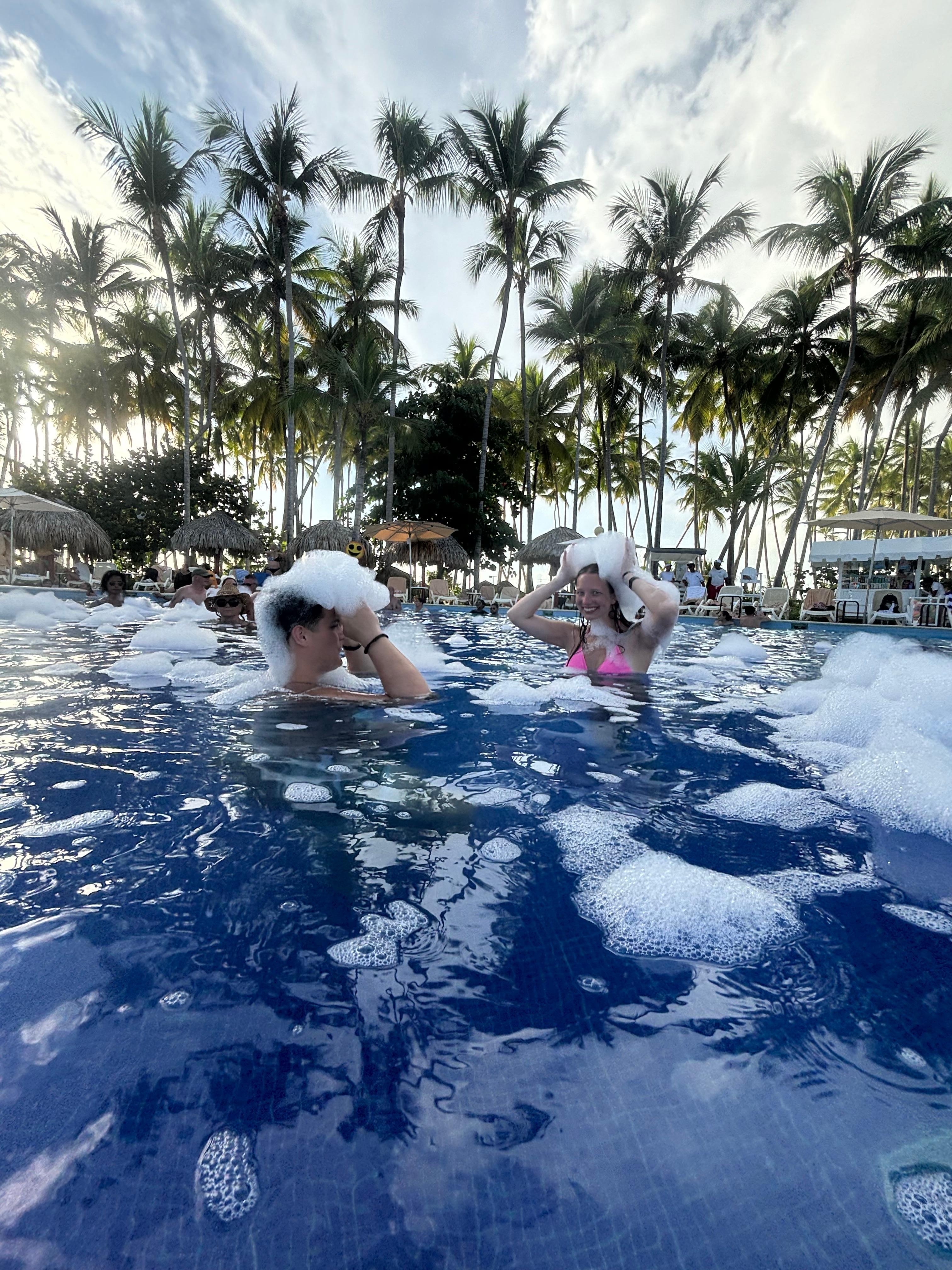 Saturdays pool party with bubbles